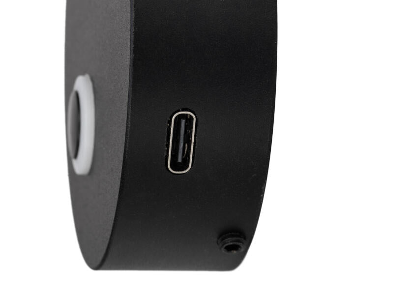 Montert LED leselampe med dimmer og USB-C svart varmhvit fleksibel arm om bord