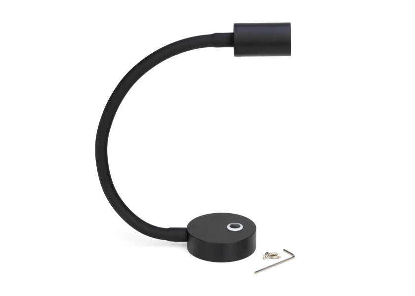 LED leselampe med dimmer og USB-C svart varmhvit fleksibel arm - SEATEC