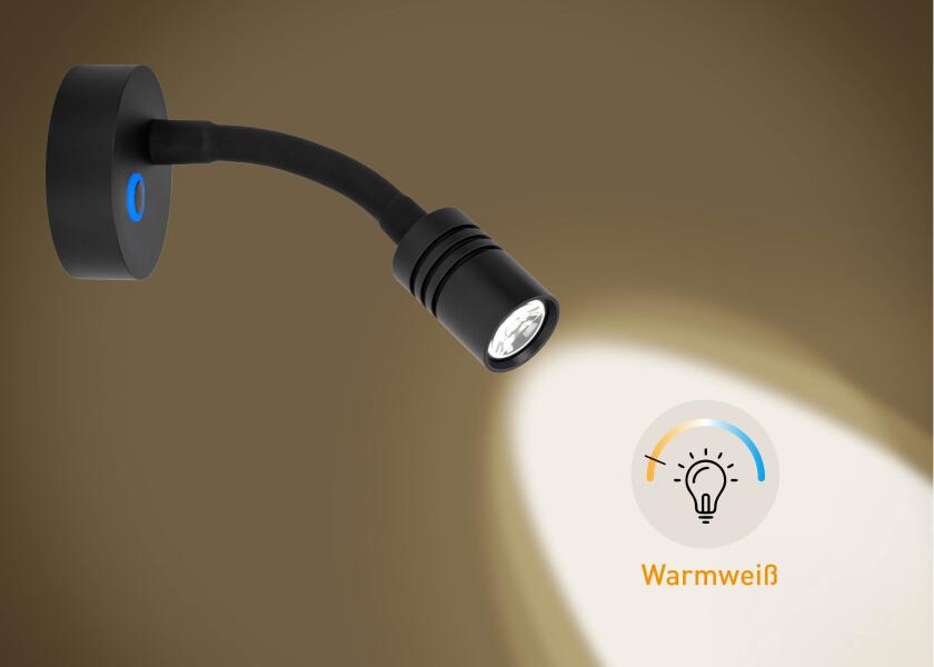 LED leselampe med dimmer og USB-C svart varmhvit lys - SEATEC i bruk