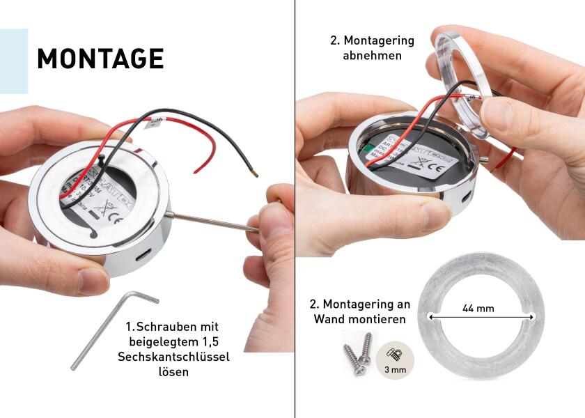 LED leselampe med dimmer og USB-C svart varmhvit lys - SEATEC USB-lading