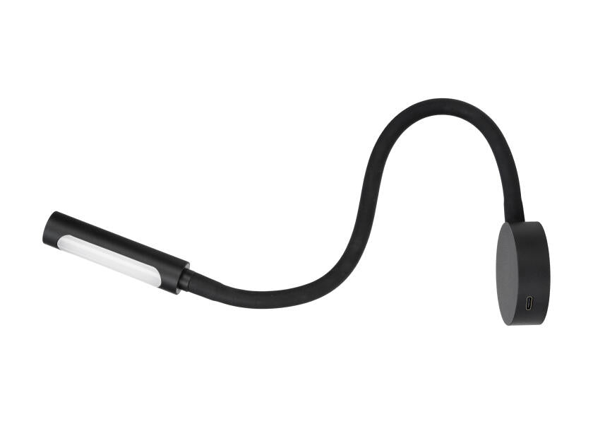 LED leselampe med dimmer og USB-C svart varmhvit/rød - SEATEC forfra