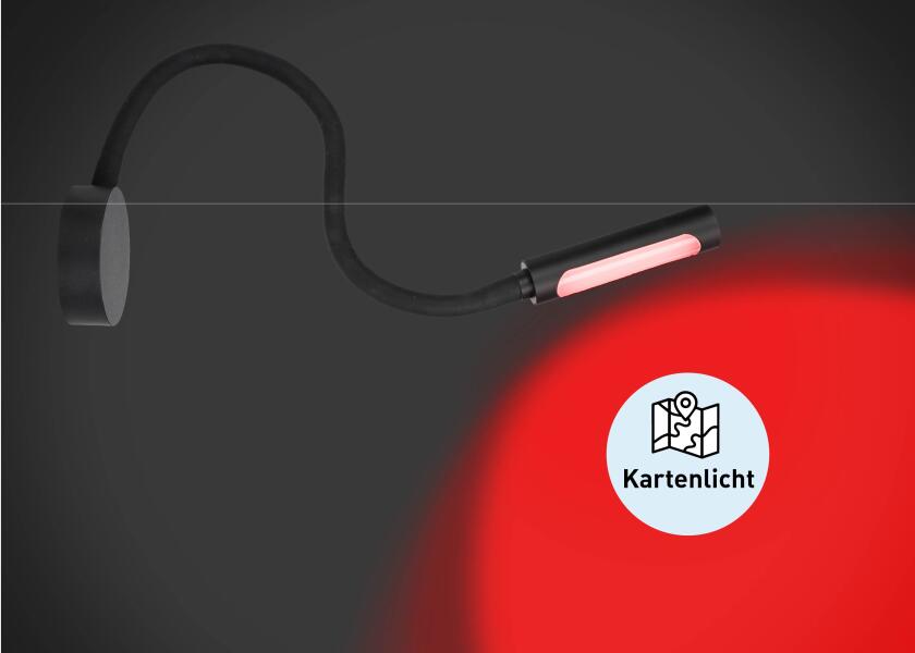 LED leselampe med dimmer og USB-C svart varmhvit/rød - SEATEC lysfargevalg