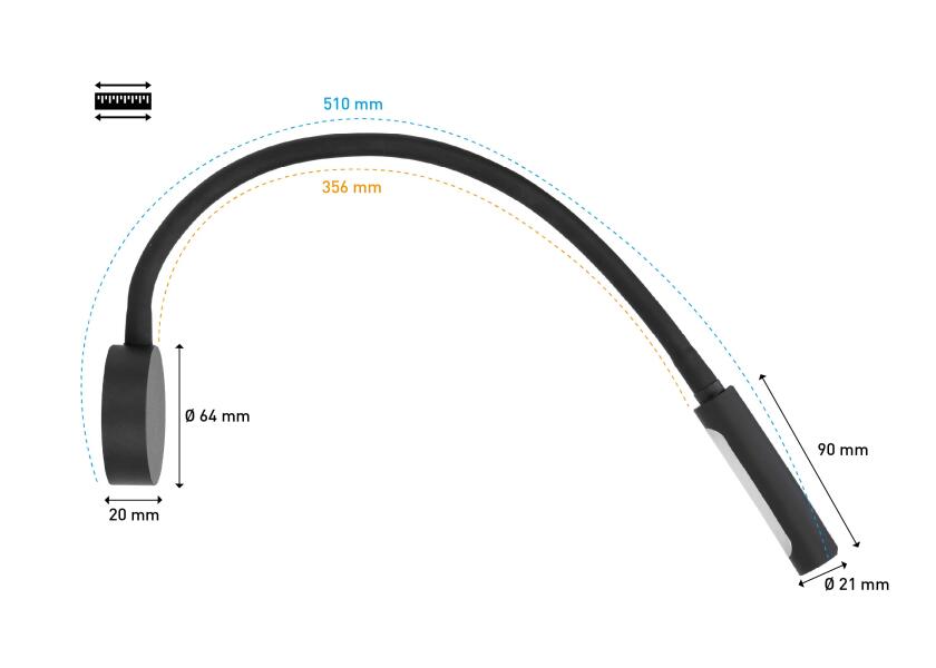 LED leselampe med dimmer og USB-C svart varmhvit/rød - SEATEC lys i bruk