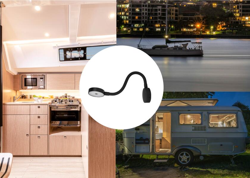 LED leselampe med dimmer og USB svart - SEATEC USB-C port