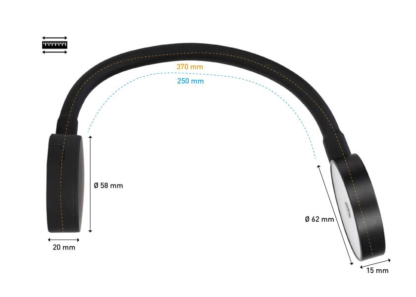 LED leselampe med dimmer og USB svart - SEATEC oversikt