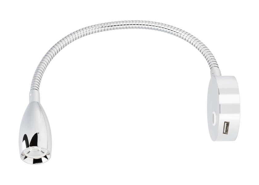 Bakside av LED leselampe med fleksibel arm touch-dimmer og USB SEATEC