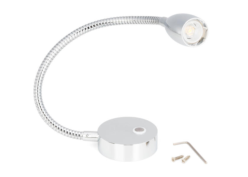 Nærbilde av LED leselampe med fleksibel arm touch-dimmer og USB SEATEC