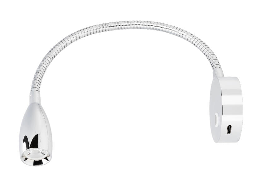 LED leselampe med fleksibel arm, touch-dimmer og USB-C fra SEATEC forfra