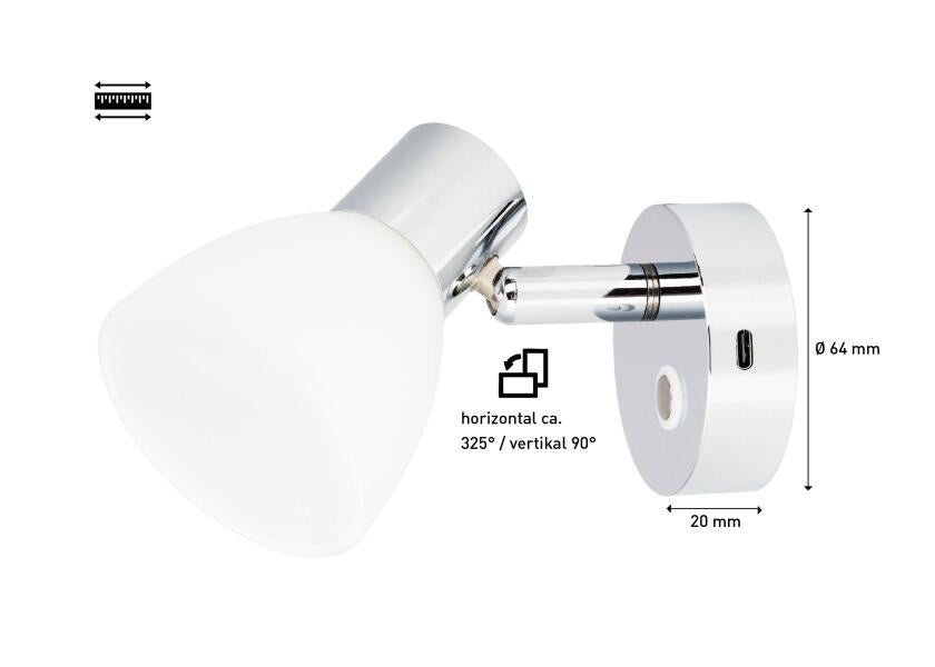 LED leselampe med touch-bryter og USB-C 2700K USB-C port