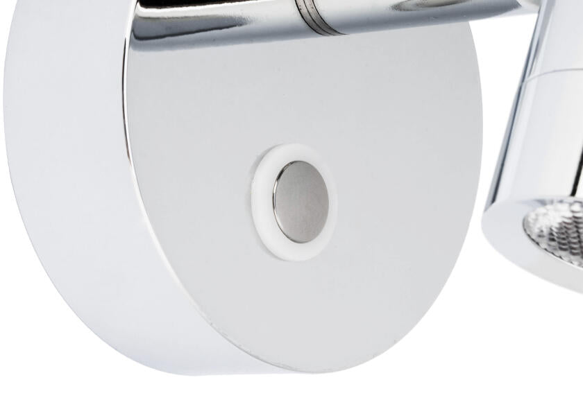 LED leselampe med touch-bryter og USB-C sølv 2700K detalj av touch-bryter