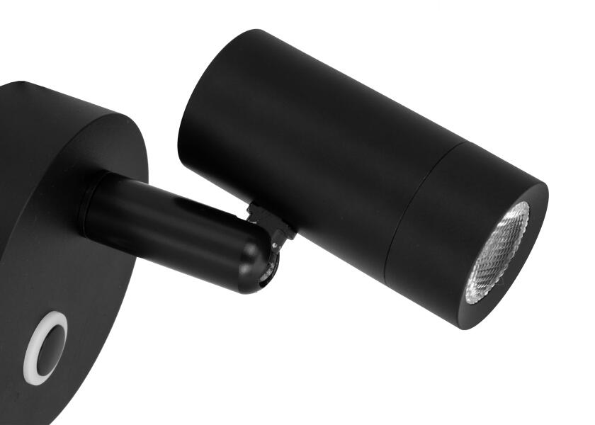 Nærbilde av USB-C port på LED leselampe med touch-bryter og USB-C svart 2700K