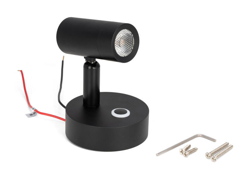 LED leselampe med touch-bryter og USB-C svart 2700K sideprofil