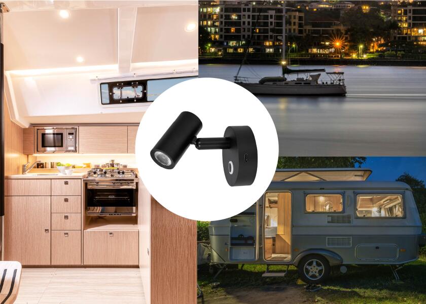 LED leselampe med touch-bryter og USB-C svart 2700K med USB-C kabel