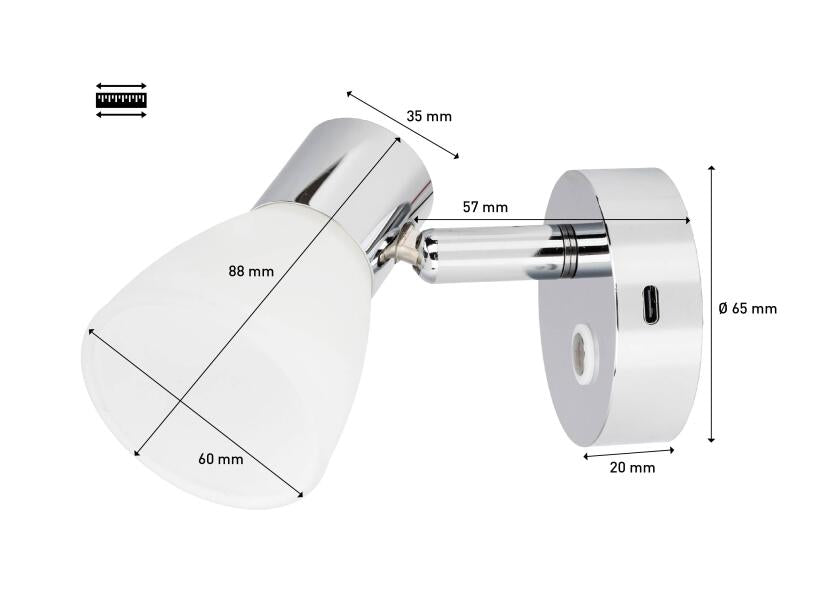 LED leselampe med touchbryter og USB-C-lading 2700 K - Seatec