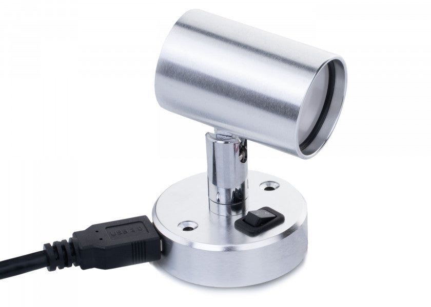 LED leselampe TUBE D1 børstet aluminium detalj