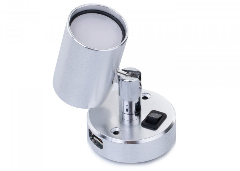 LED leselampe TUBE D1 børstet aluminium montert