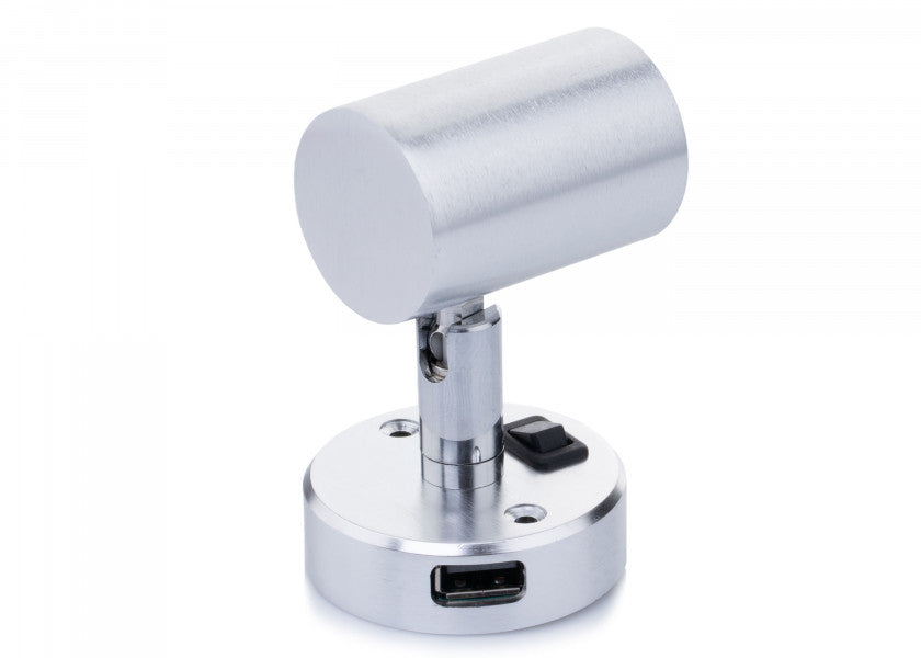LED leselampe TUBE D1 børstet aluminium USB-port
