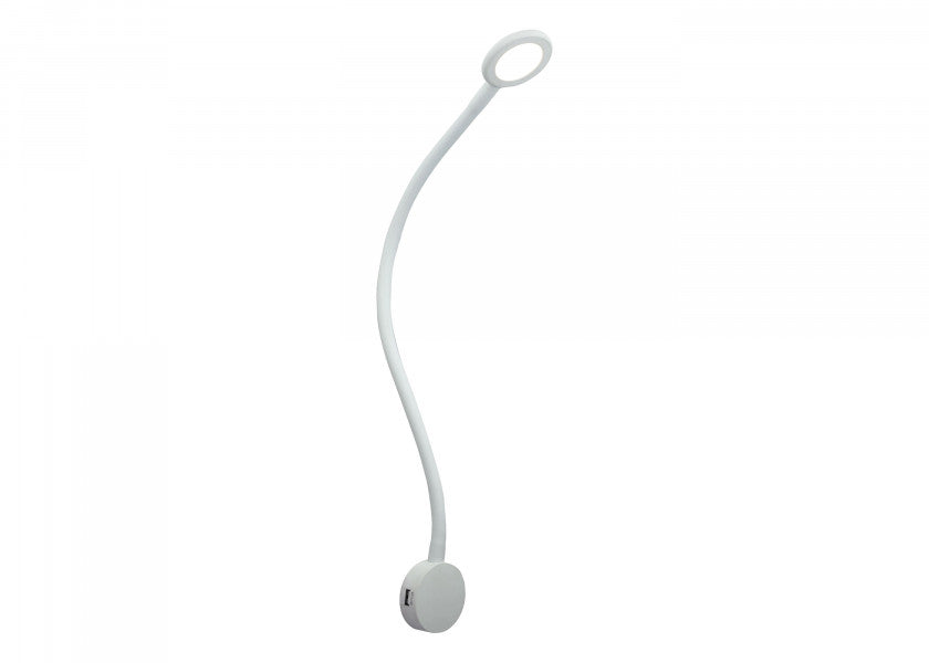LED leselampe VOLOS dimmbar med 2 USB-porter hvit forfra