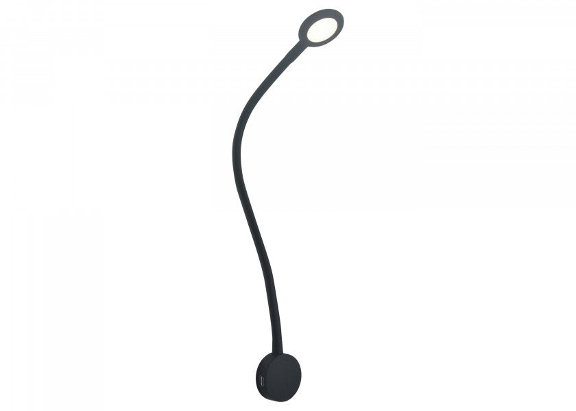 LED leselampe VOLOS dimmbar med 2 USB-porter svart forfra