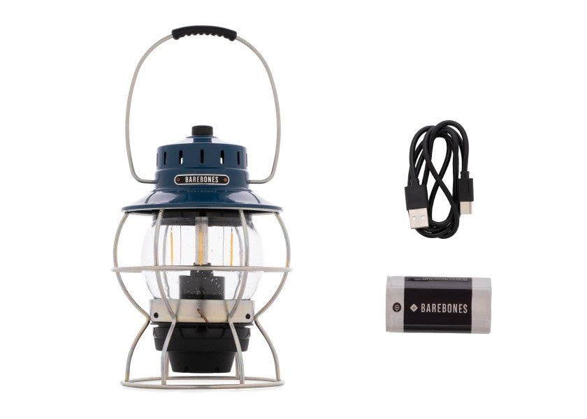 LED-lykt oseanblå 1000 lumen med bærehåndtak - Barebones bakside