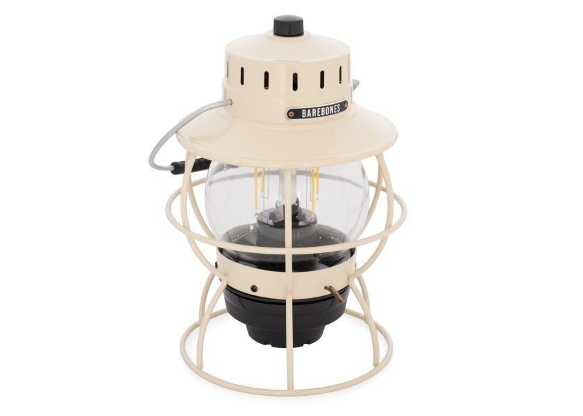 Nærbilde av bærehåndtak på LED-lykt vintage hvit 1000 lumen