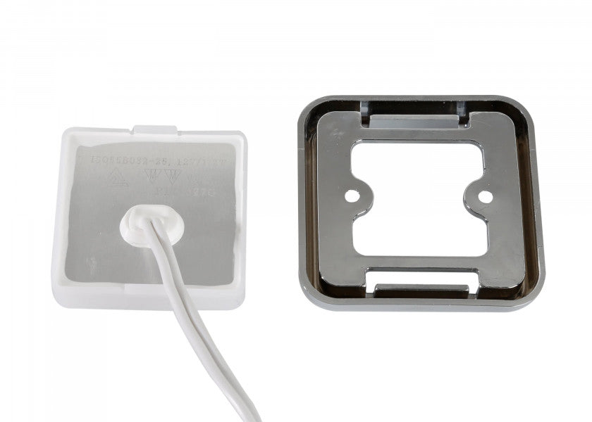 LED påbygningslampe 55 x 55 mm akryl 12V 1,2W bakside