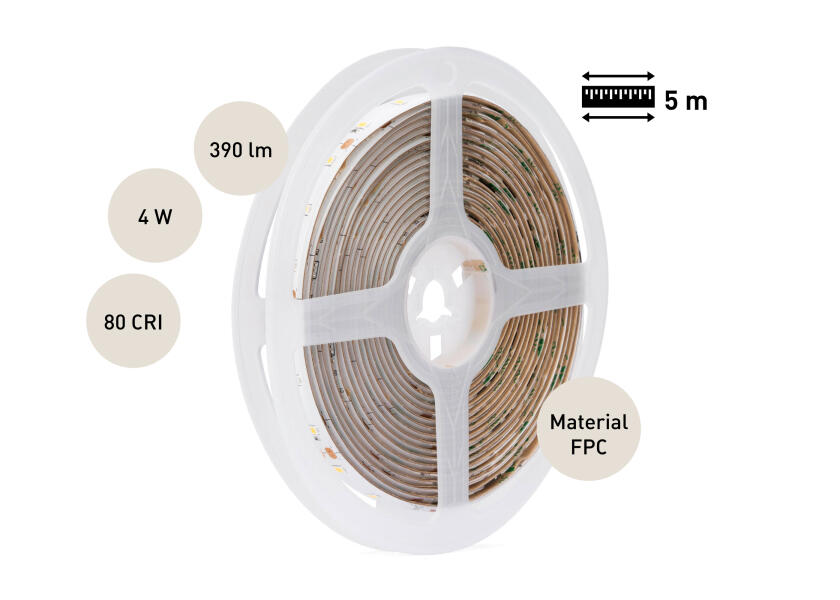 LED-stripe varmhvit 10-30 V 5 m - SEATEC installasjon