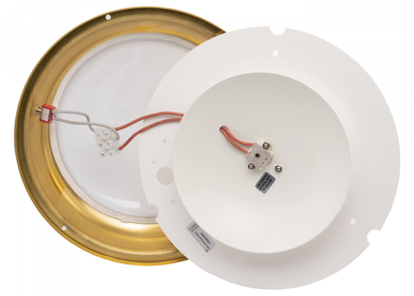 LED taklampe MIA messing med bryter 12/24V G4 2W varmhvit montert