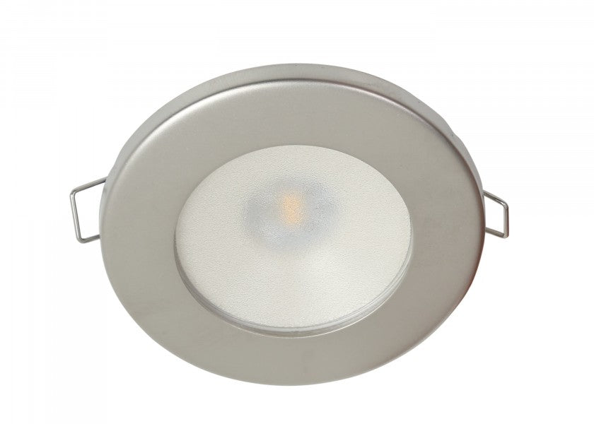 LED taklampe TED DUAL rustfritt stål satinert varmhvit/rød 12/24V forfra