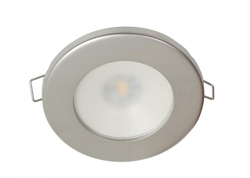 Nærbilde av LED taklampe TED DUAL rustfritt stål satinert varmhvit/rød 12/24V