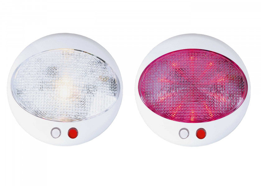 Detaljbilde av LED taklampe med touch-dimmer varmhvit/rød 12/24V spruttett