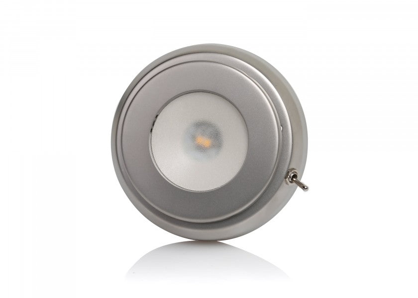 LED takspot TIM rustfritt stål satinert 12/24V varmhvit detalj