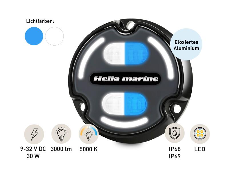 LED undervannslys APELO A2 aluminium antrasitt installasjon