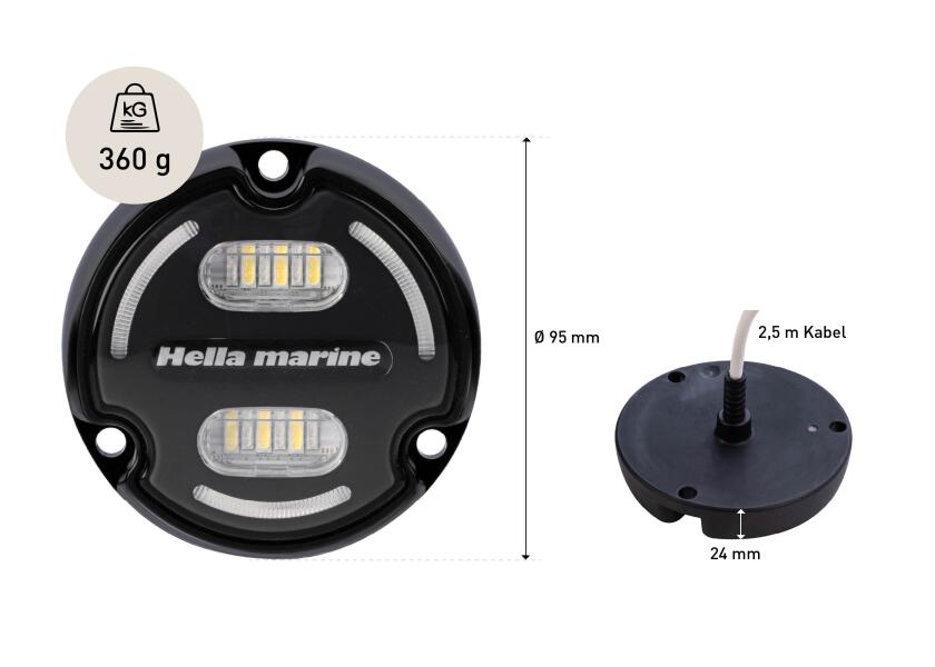 LED undervannslys APELO A2 aluminium antrasitt pakning