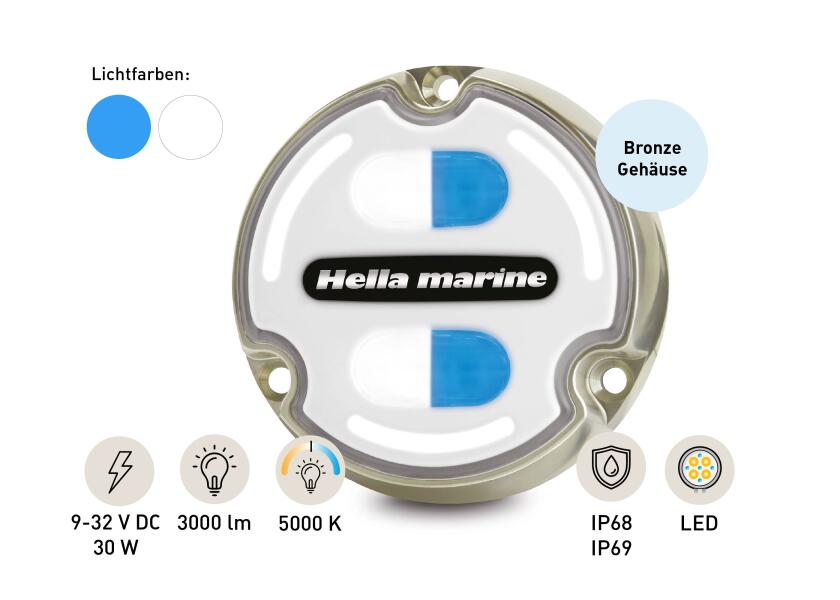 Oversikt over LED undervannslys APELO A2 bronse hvit