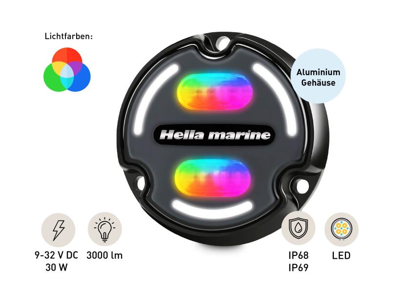 LED undervannslys APELO A2 RGB aluminium antrasitt installasjon