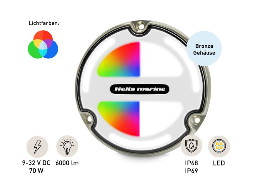 LED undervannslys APELO A3 RGB bronse hvit nærbilde