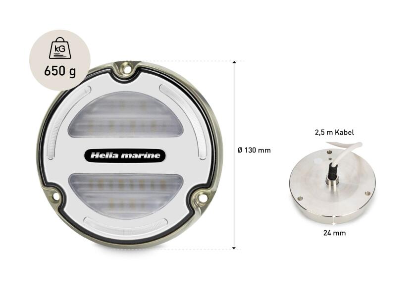 LED undervannslys APELO A3 RGB bronse hvit installasjonsdetaljer