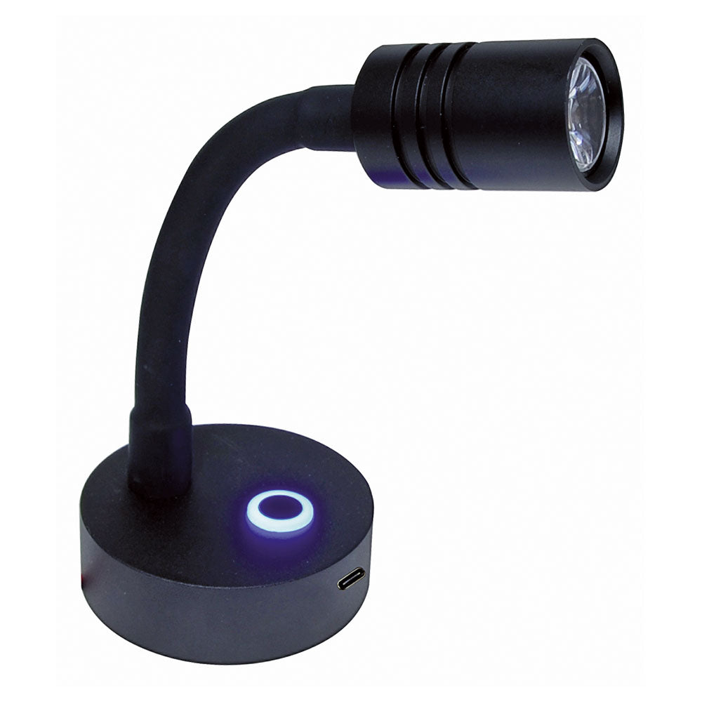 LED vegglampe Apollo sort bakside med USB-C port