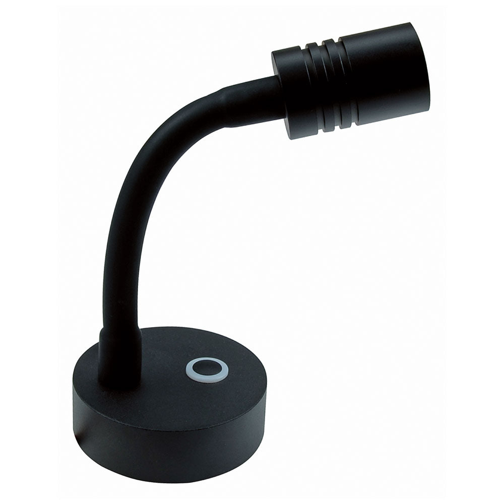 Detalj av dimmeknapp på LED vegglampe Apollo sort