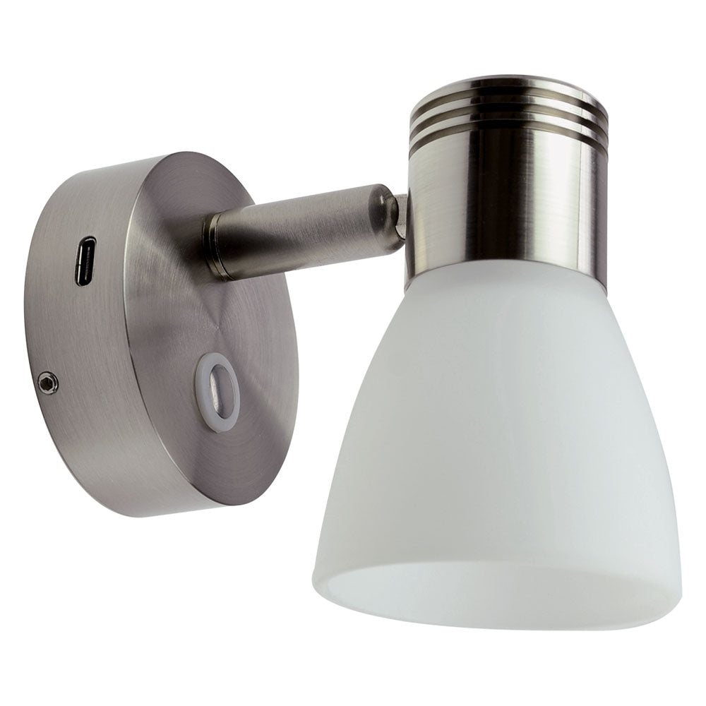Detalj av LED vegglampe dimbar med USB-C 10-30V 100 lm IP20