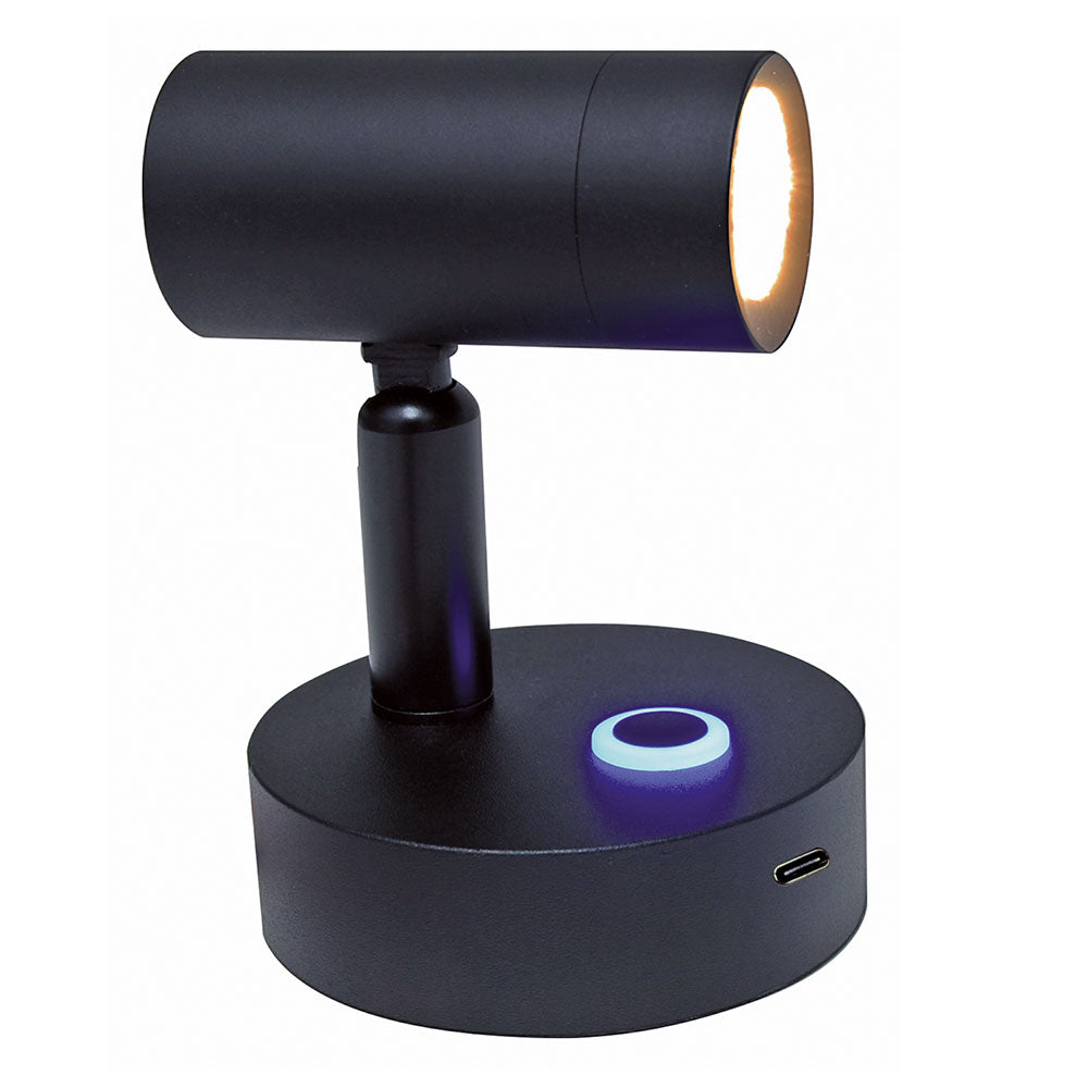 LED vegglampe Helios 90x60 mm med USB-C 60° forfra