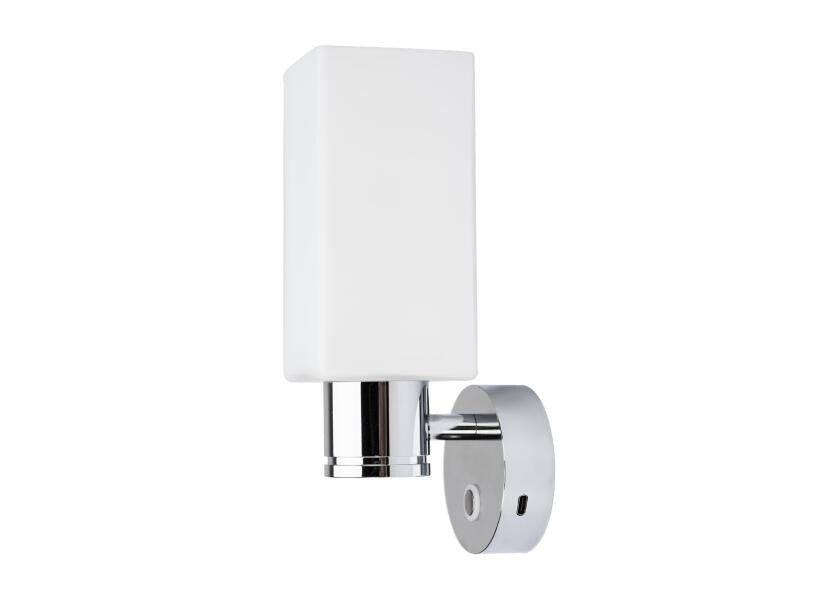 LED vegglampe kantet med touch-bryter og USB-C ladeport 2700K SEATEC forfra