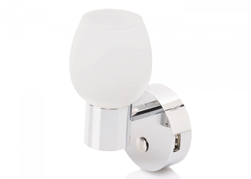 LED vegglampe LEIA LW2 med dimmer og USB-lading forfra
