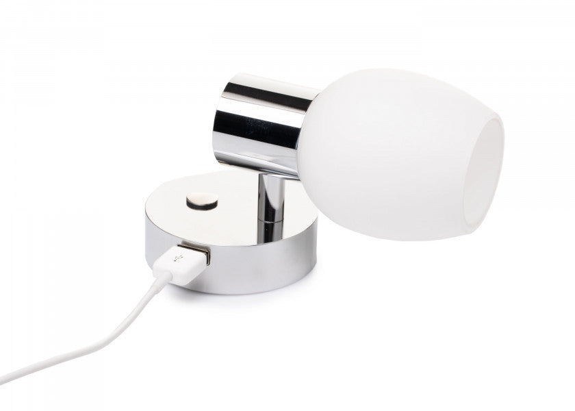 LED vegglampe LEIA LW2 med dimmer og USB-lading sett fra siden