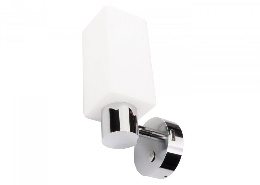 Detalj av LED vegglampe LEIA LW3 med dimmer og USB-lading