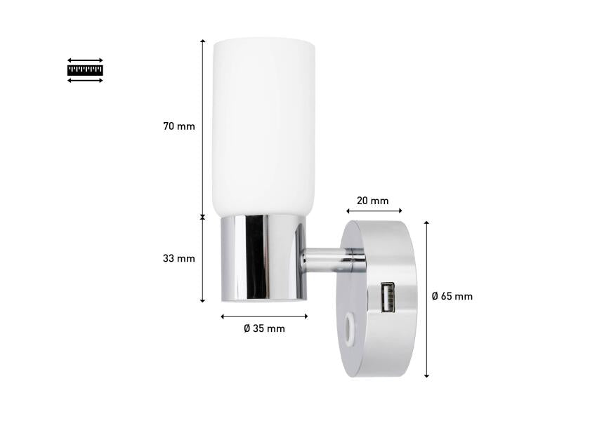 LED vegglampe med integrert USB-ladeport 2700 K - SEATEC