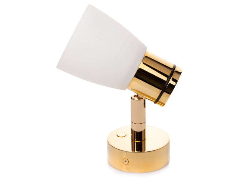 LED vegglampe R1-1 gull blank kritthvitt glass bakside