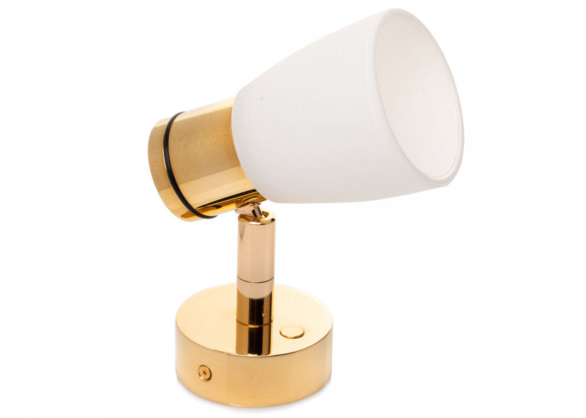 Montert LED vegglampe R1-1 gull blank kritthvitt glass