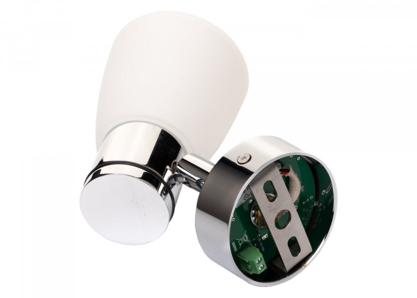 LED vegglampe R1-1 krom blank med satinert hvitt glass bakside